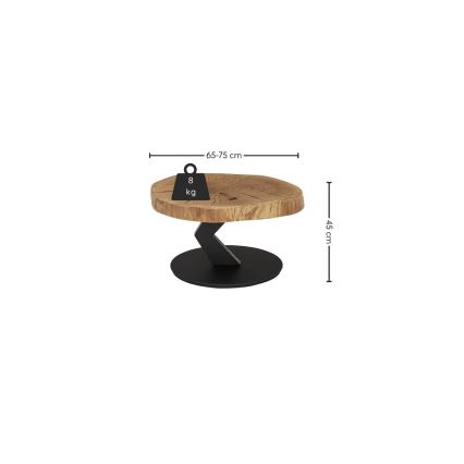 ODIN Coffee Table Ø 75 cm, Oak/Black