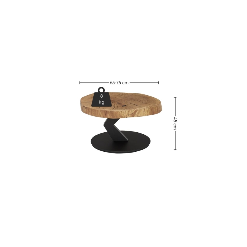 ODIN Coffee Table Ø 75 cm, Oak/Black