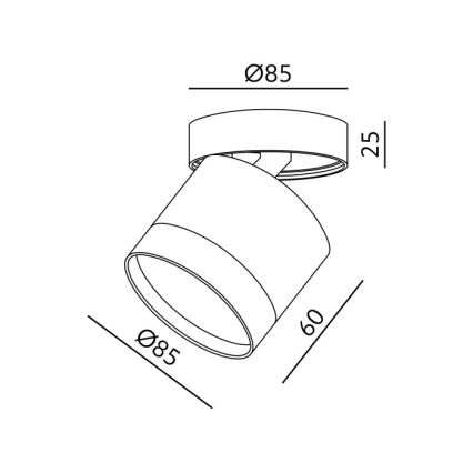 OH12F Spotlight 1x GX53/35W/230V, 8.5 cm, Black
