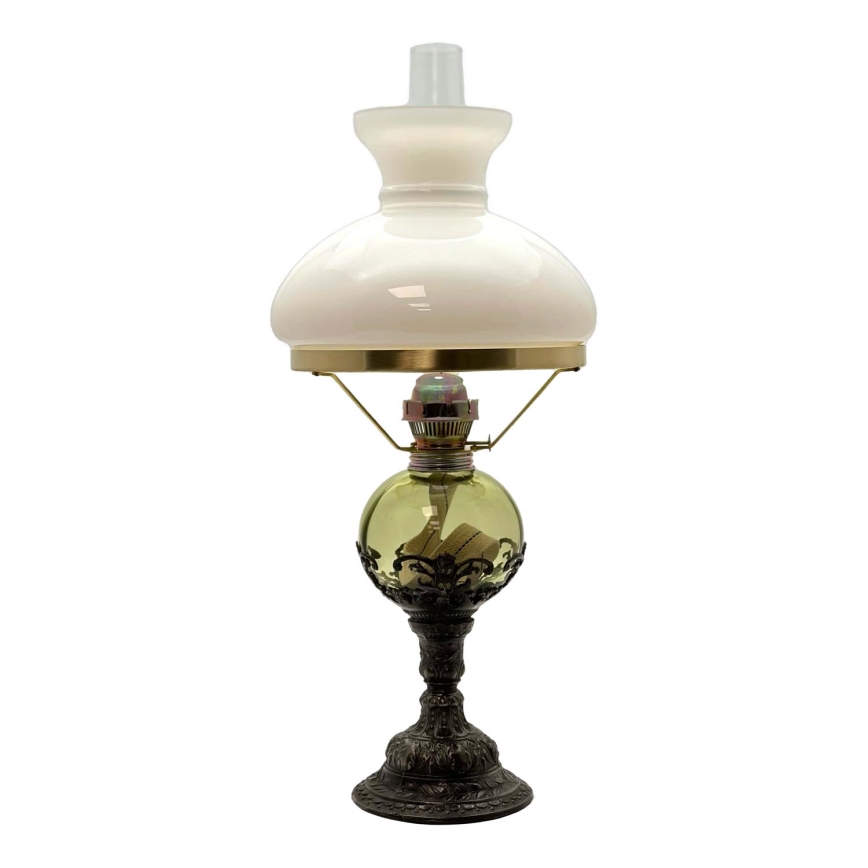 Oil lamp DRAHOMÍRA 50 cm forest green decorated with tin