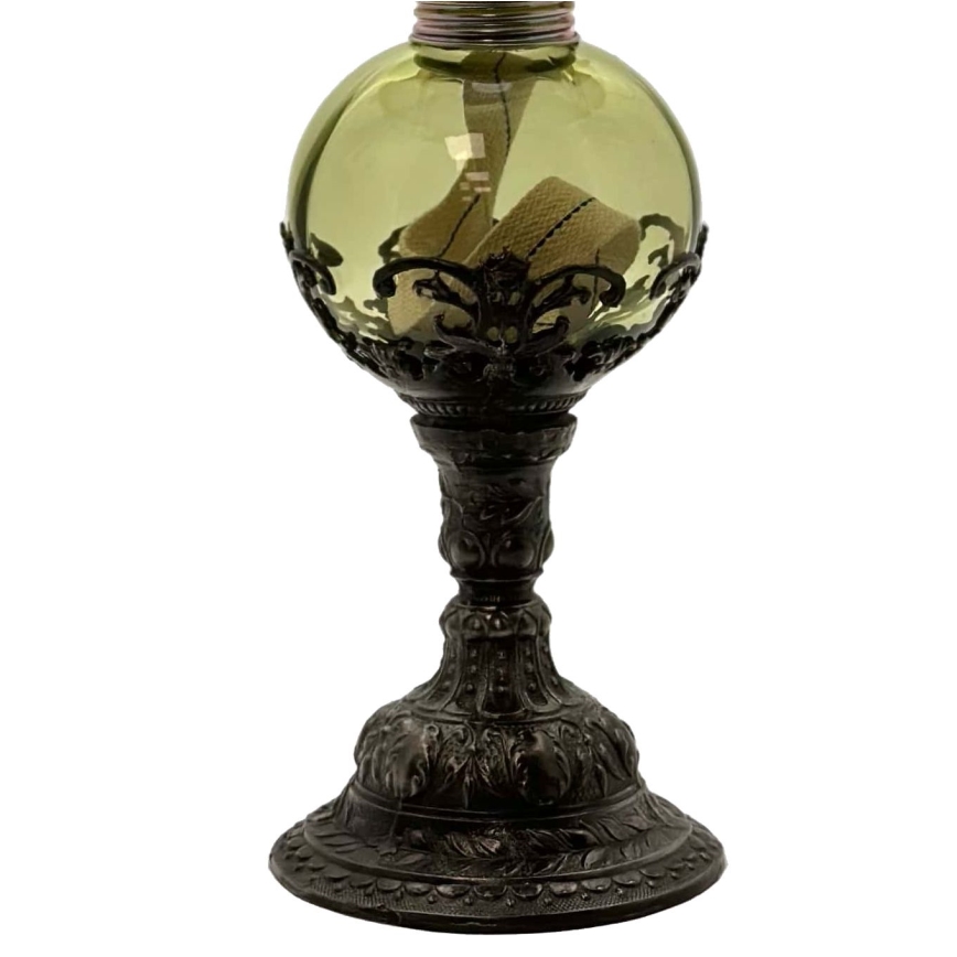 Oil lamp DRAHOMÍRA 50 cm forest green decorated with tin
