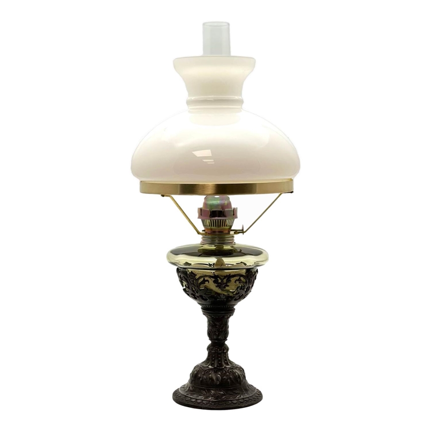Oil lamp RŮŽENA 50 cm forest green decorated with tin