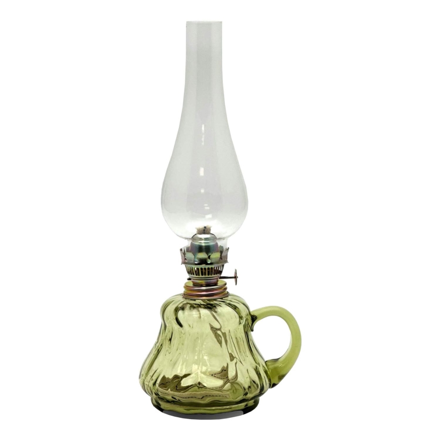 Oil lamp TEREZA 34 cm forest green big craquelure