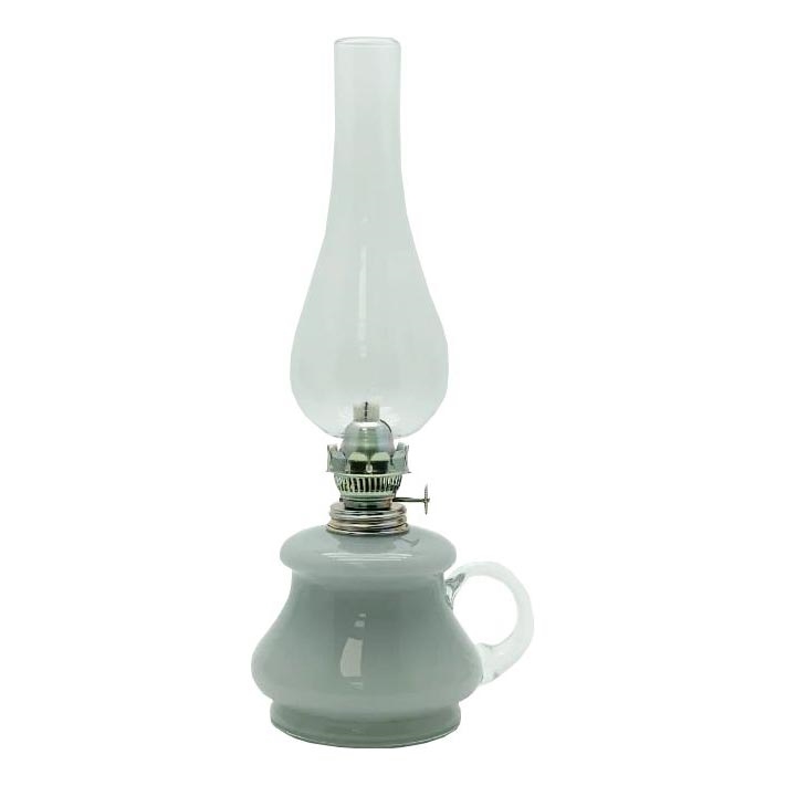 Oil lamp TEREZA 34 cm grey opaline