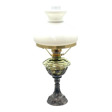 Oil lamp with a pewter stand 45 cm forest green
