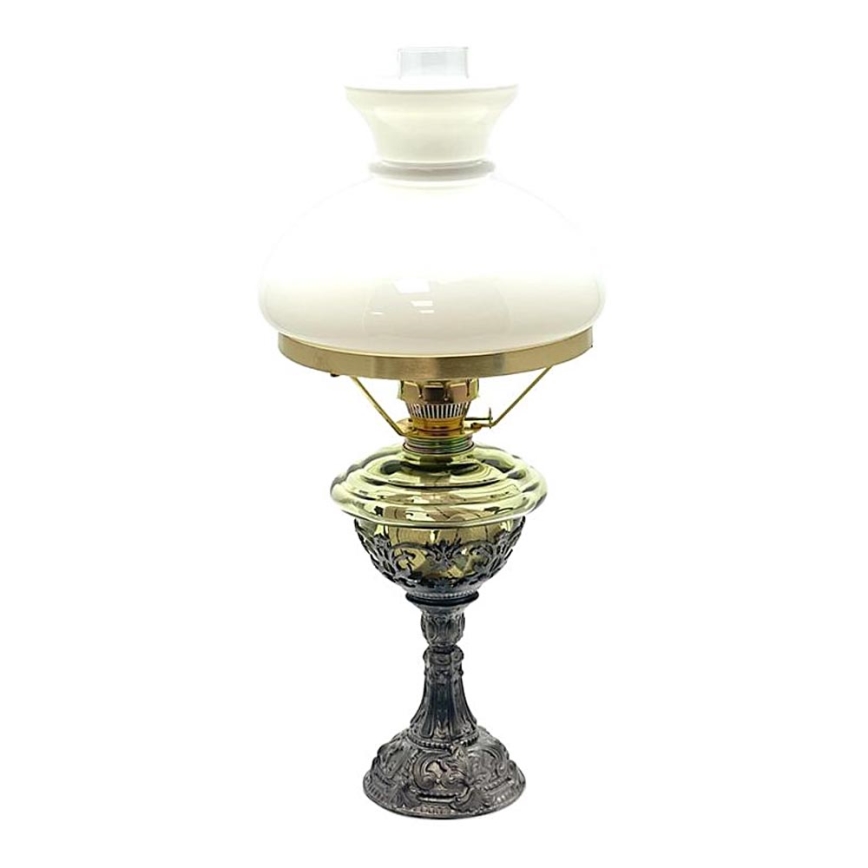 Oil lamp with a pewter stand 45 cm forest green