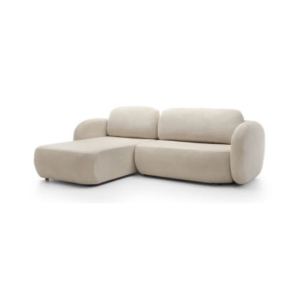 OLBIA Left-Facing L-Shaped Corner Sofa Bed with Storage, Beige