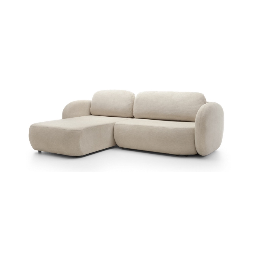 OLBIA Left-Facing L-Shaped Corner Sofa Bed with Storage, Beige
