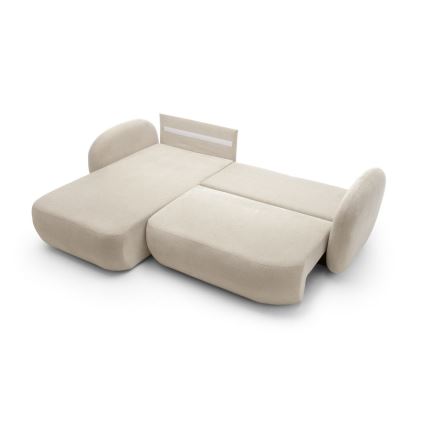 OLBIA Left-Facing L-Shaped Corner Sofa Bed with Storage, Beige