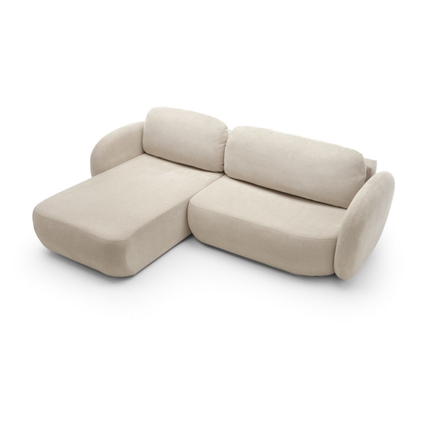 OLBIA Left-Facing L-Shaped Corner Sofa Bed with Storage, Beige