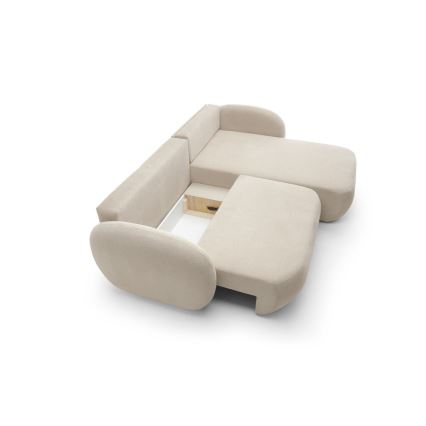 OLBIA Right-hand L-shaped Corner Sofa Bed with Storage, Beige