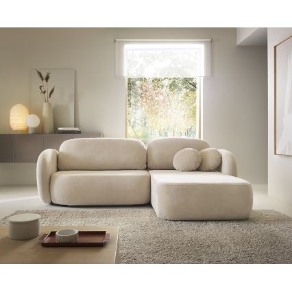 OLBIA Right-hand L-shaped Corner Sofa Bed with Storage, Beige