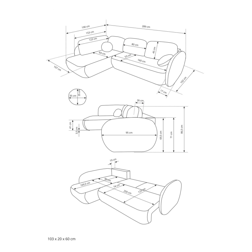 OLBIA Right‑Hand L‑Shaped Convertible Sofa Bed with Storage, Beige