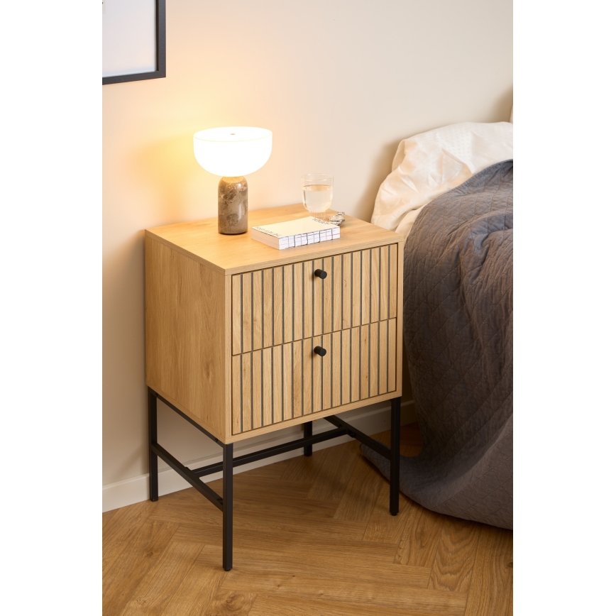 OLIVIA Oak Bedside Table with Drawers