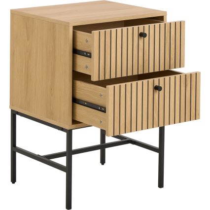 OLIVIA Oak Bedside Table with Drawers