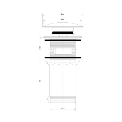OMNIRES A706BM - Basin waste CLICK-CLACK d. 6,6 cm matte white