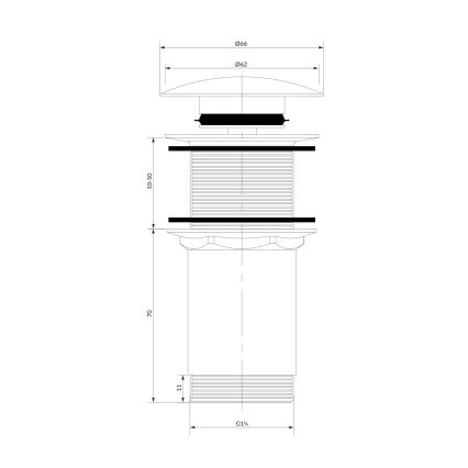 OMNIRES A716BL - Basin waste CLICK-CLACK d. 6,6 cm semi-matte black
