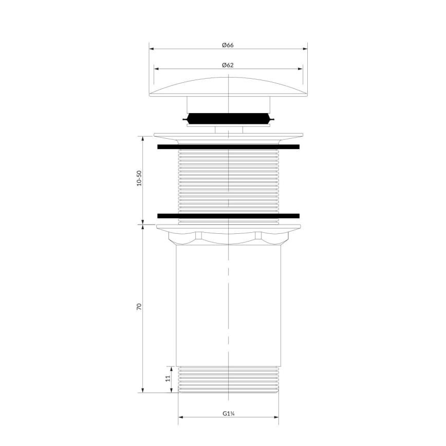 OMNIRES A716GR - Basin waste CLICK-CLACK d. 6,6 cm brushed graphite