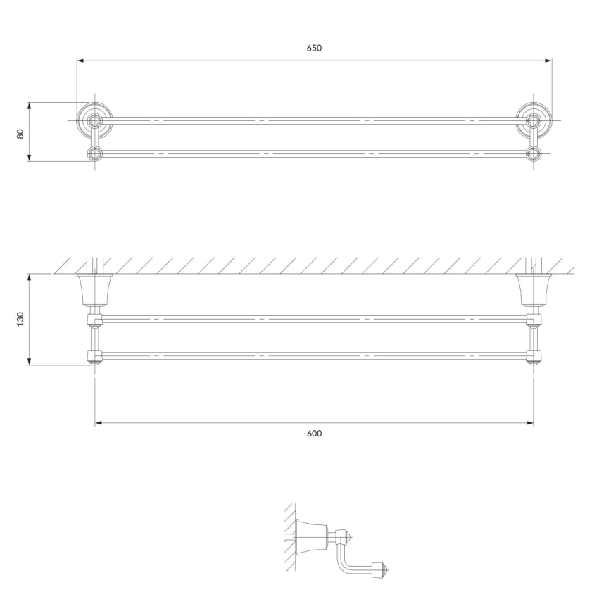 OMNIRES AL53226CR - Wall towel holder ART LINE 65 cm shiny chrome