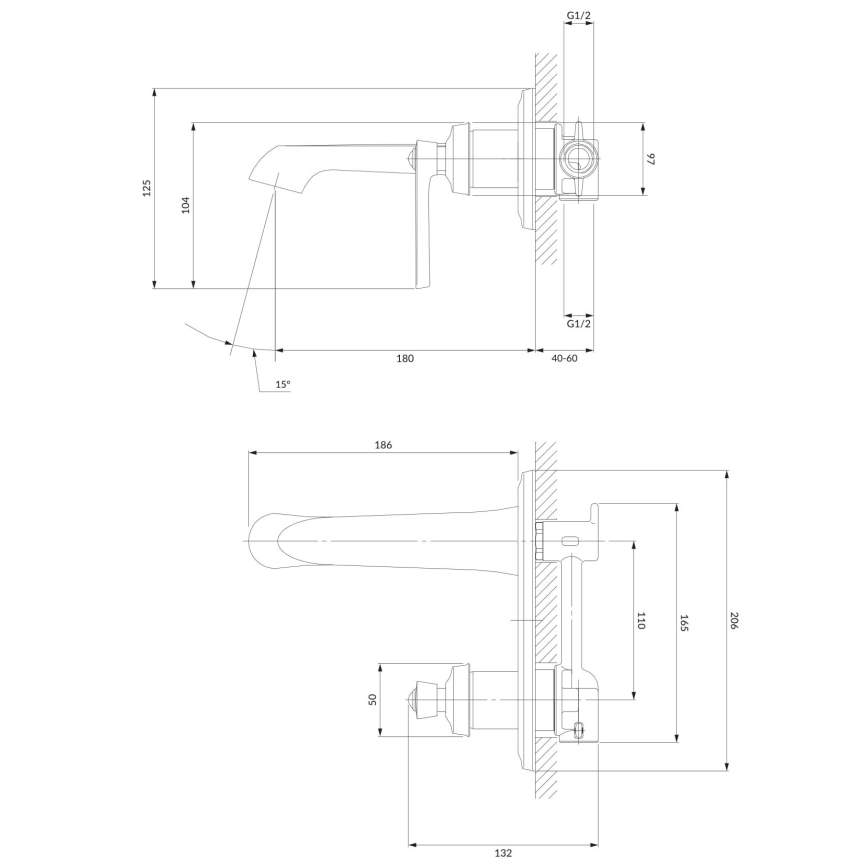 OMNIRES AM5215CR - Basin tap for concealed installation ARMANCE shiny chrome