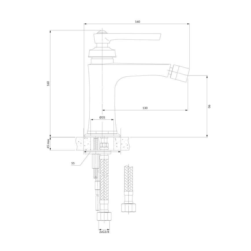 OMNIRES AM5220CR - Bidet tap ARMANCE 16 cm shiny chrome