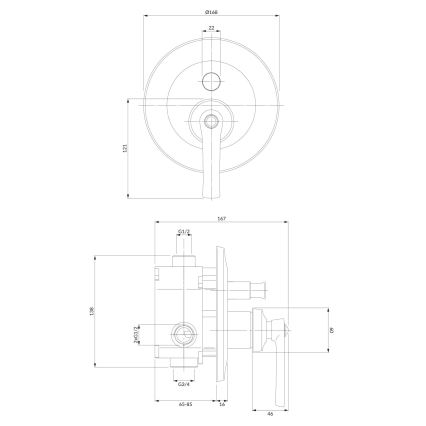 OMNIRES AM5235CR - Shower tap for concealed installation ARMANCE shiny chrome