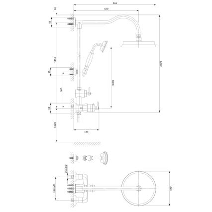 OMNIRES AM5244/6CR - Shower set with thermostatic tap ARMANCE shiny chrome