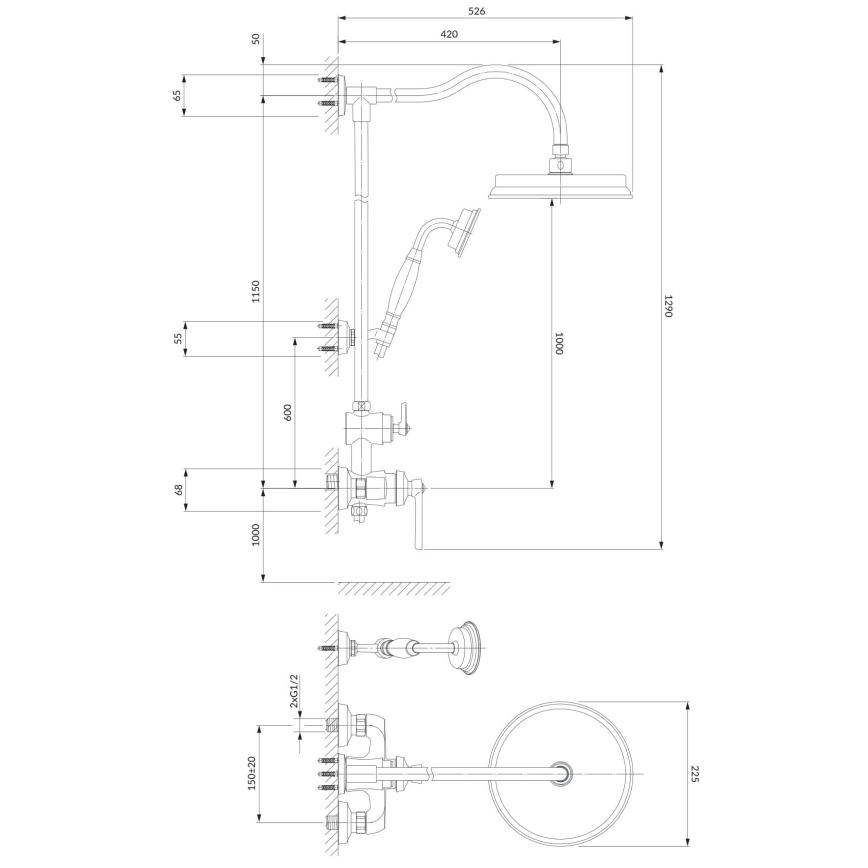 OMNIRES AM5244CR - Shower set with tap ARMANCE shiny chrome