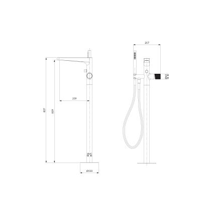 OMNIRES CT8033CR - Freestanding bath set with tap CONTOUR shiny chrome