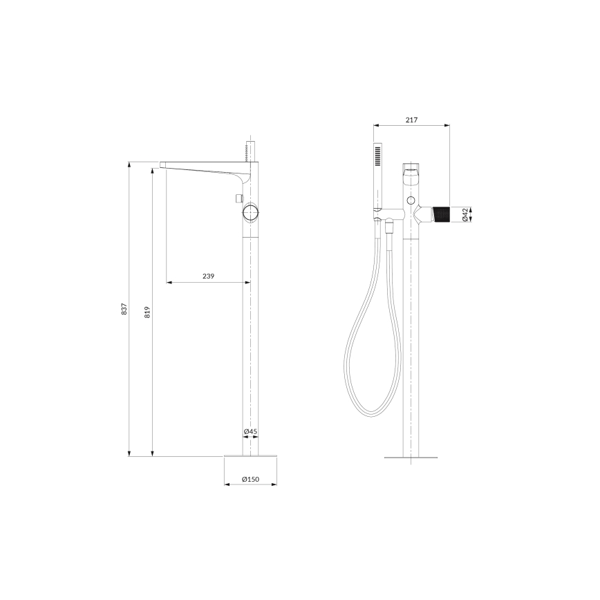 OMNIRES CT8033CR - Freestanding bath set with tap CONTOUR shiny chrome