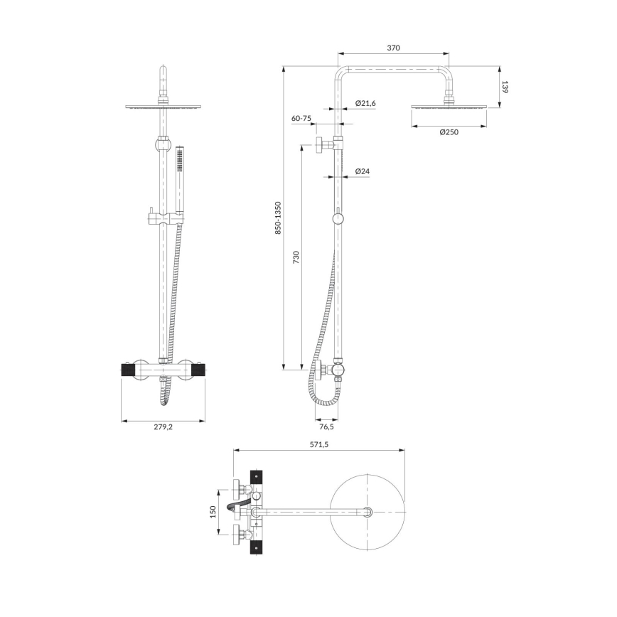 OMNIRES CT8044CR - Shower set with thermostatic tap CONTOUR shiny chrome