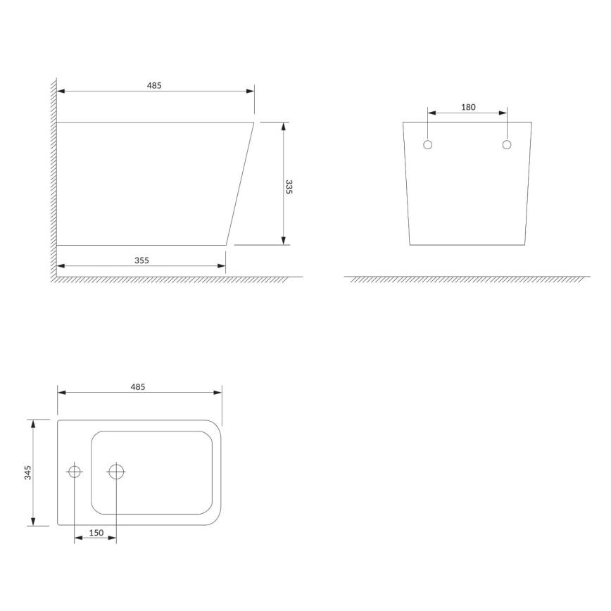 OMNIRES FONTANABIBP - Wall-hung bidet FONTANA ceramics/shiny white