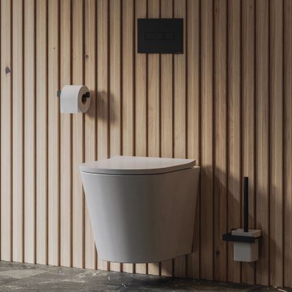 OMNIRES NL80620BL - Wall-mounted toilet brush NELSON matte black