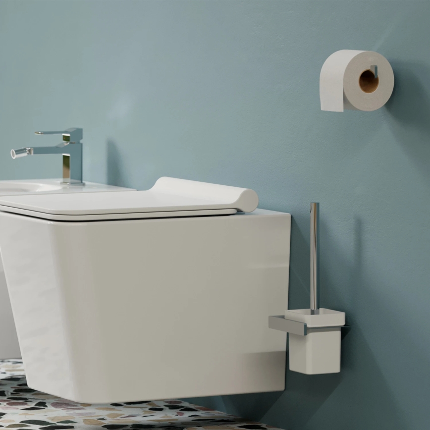 OMNIRES NL80620CR - Wall-mounted toilet brush NELSON shiny chrome