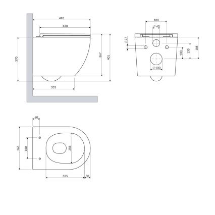 OMNIRES OTTAWASPXMWBM - Wall-hung toilet with toilet seat SoftClose OTTAWA ceramics/matte white