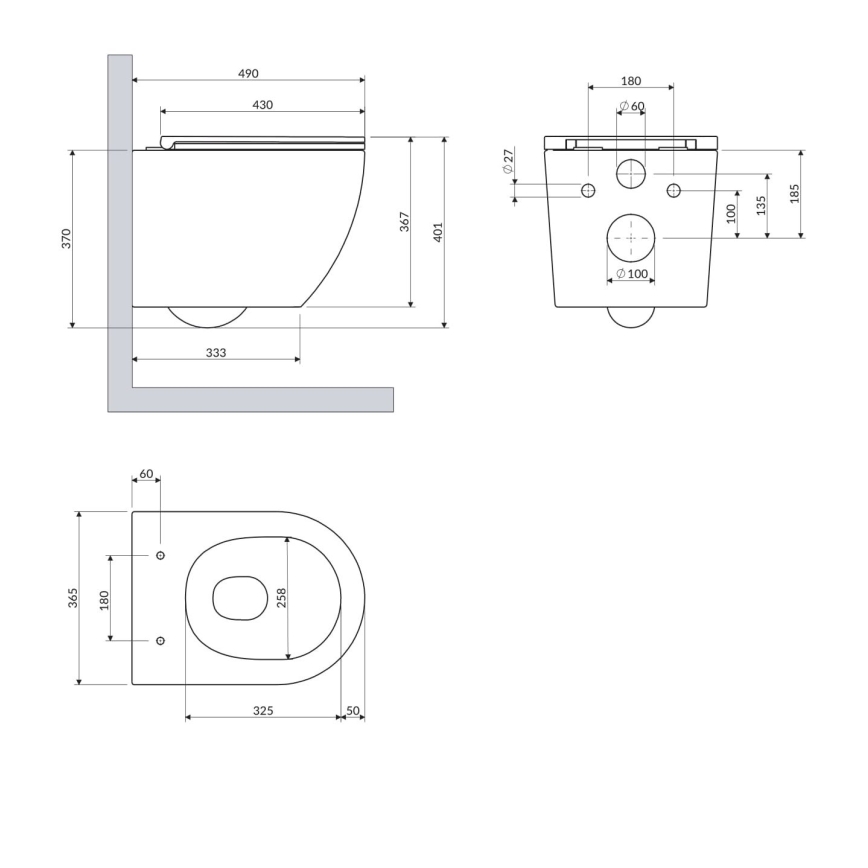OMNIRES OTTAWASPXMWBM - Wall-hung toilet with toilet seat SoftClose OTTAWA ceramics/matte white