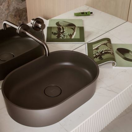 OMNIRES OVOUNAG - Countertop basin OVO 55x36 cm dolomite/matte ash grey