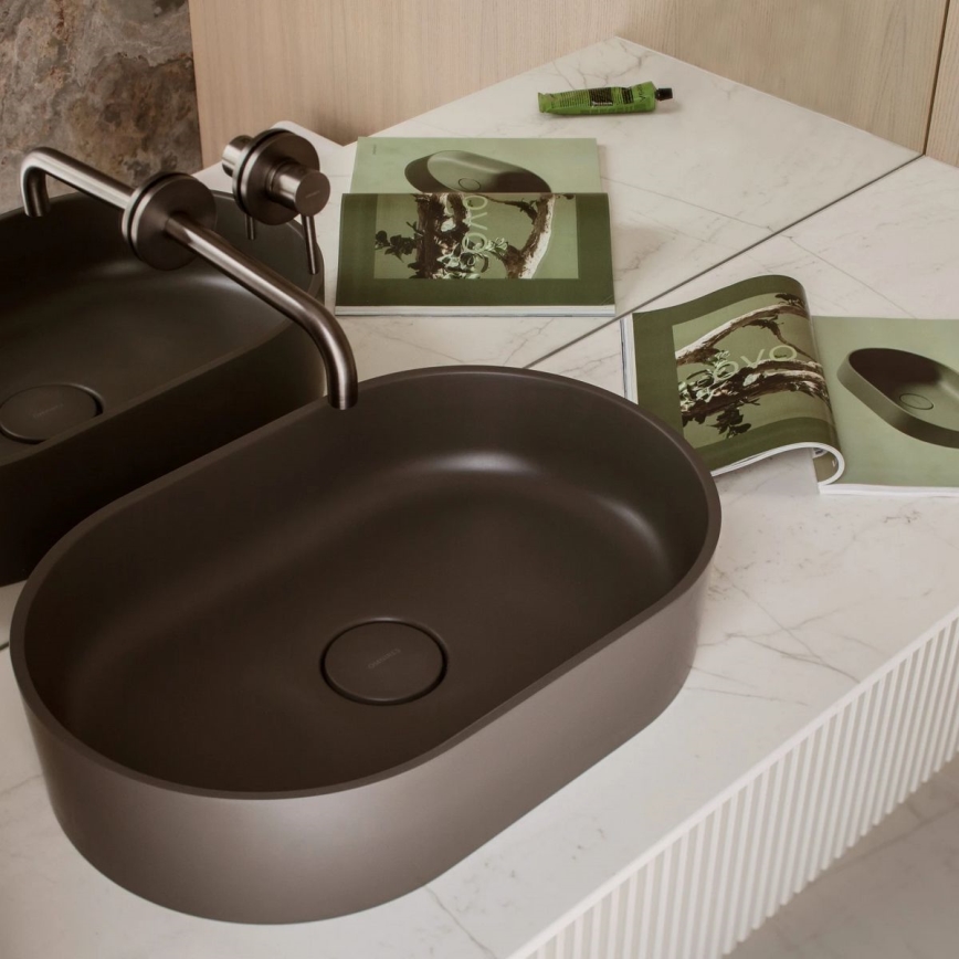 OMNIRES OVOUNAG - Countertop basin OVO 55x36 cm dolomite/matte ash grey