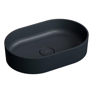 OMNIRES OVOUNBLV - Countertop basin OVO 55x36 cm dolomite/matte black lava
