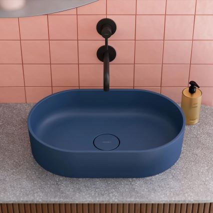 OMNIRES OVOUNMB - Countertop basin OVO 55x36 cm dolomite/matte midnight blue