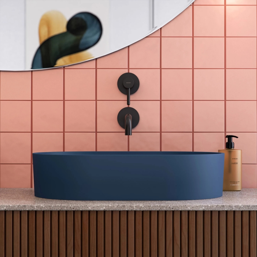 OMNIRES OVOUNMB - Countertop basin OVO 55x36 cm dolomite/matte midnight blue