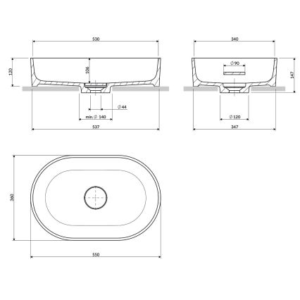 OMNIRES OVOUNMB - Countertop basin OVO 55x36 cm dolomite/matte midnight blue