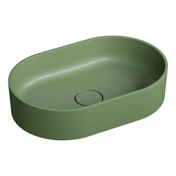 OMNIRES OVOUNOL - Countertop basin OVO 55x36 cm dolomite/matte olive
