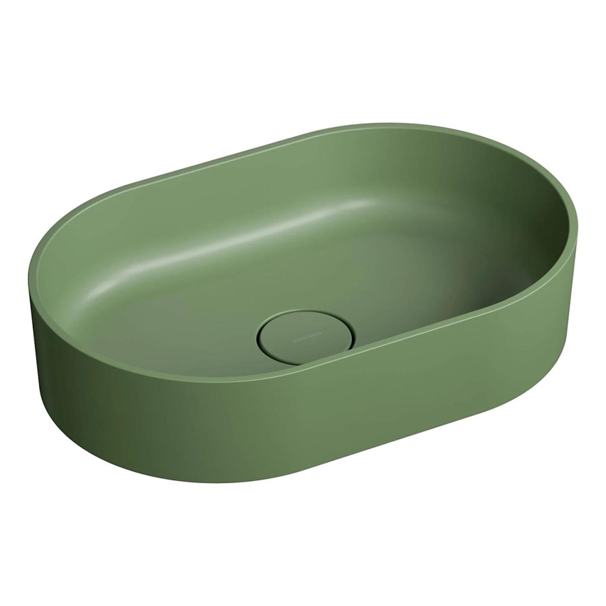 OMNIRES OVOUNOL - Countertop basin OVO 55x36 cm dolomite/matte olive