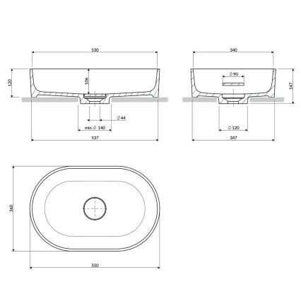 OMNIRES OVOUNTE - OVO countertop basin 55x36 cm dolomite/matte terracotta