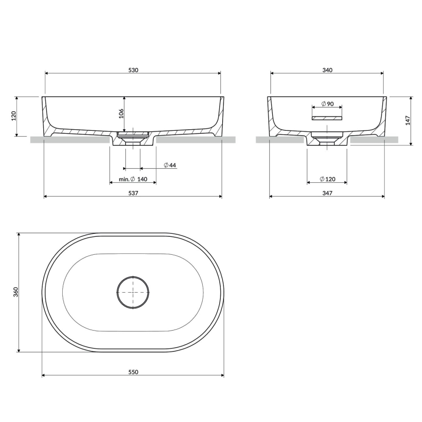 OMNIRES OVOUNTE - OVO countertop basin 55x36 cm dolomite/matte terracotta
