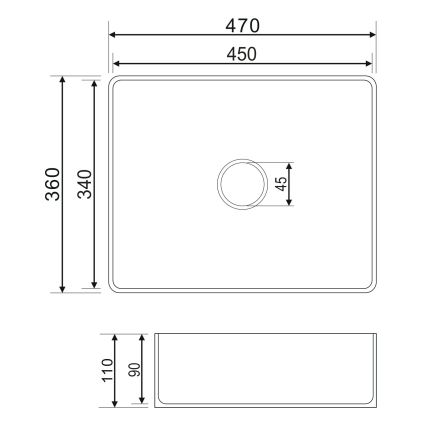 OMNIRES PASADENA470BP - PASADENA Countertop Basin 47x36 cm Ceramic/Glossy White