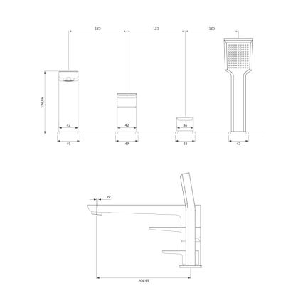 OMNIRES PM7432BL - Bath tap 4-hole PARMA matte black
