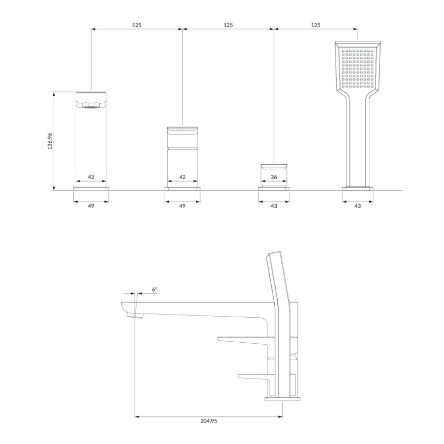 OMNIRES PM7432CR - Bath tap 4-hole PARMA shiny chrome