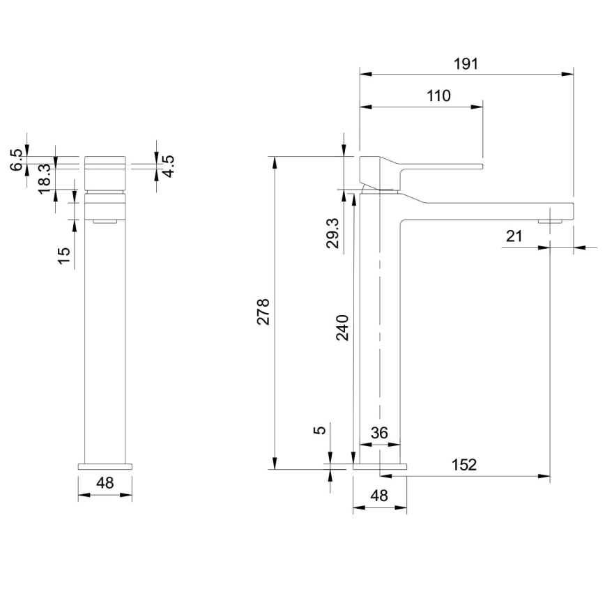 OMNIRES SL7712GR - Basin tap SLIDE 27,8 cm brushed graphite